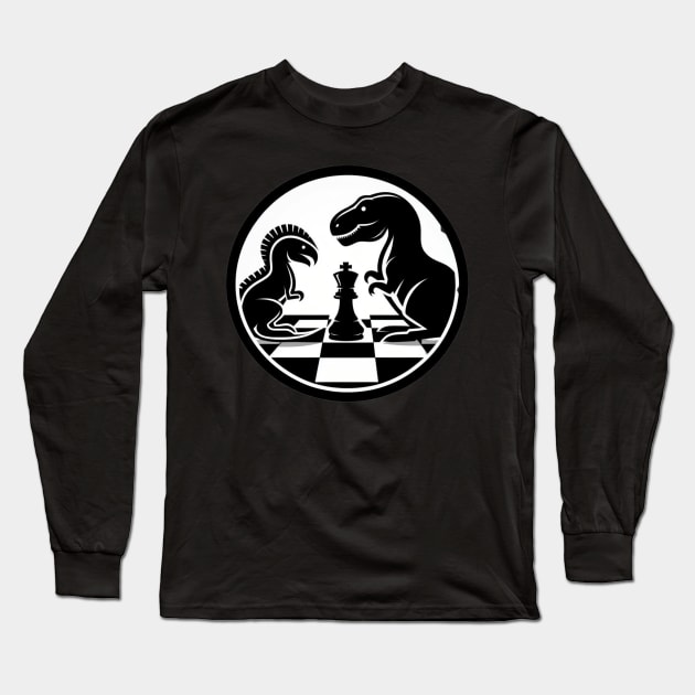 Dinosaur Chess Faceoff Long Sleeve T-Shirt by Shawn's Domain